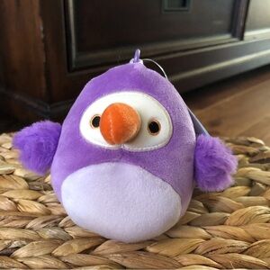 Squishmallows bag clip: Neha the purple DoDo Bird 3”
